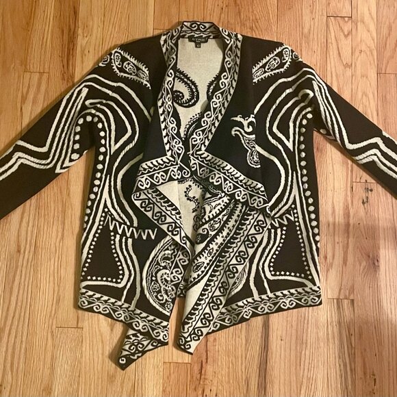 Etro Pattern Wool Blend Stretchy Sweater Open Cardigan Women's 42 Pockets - Picture 8 of 8